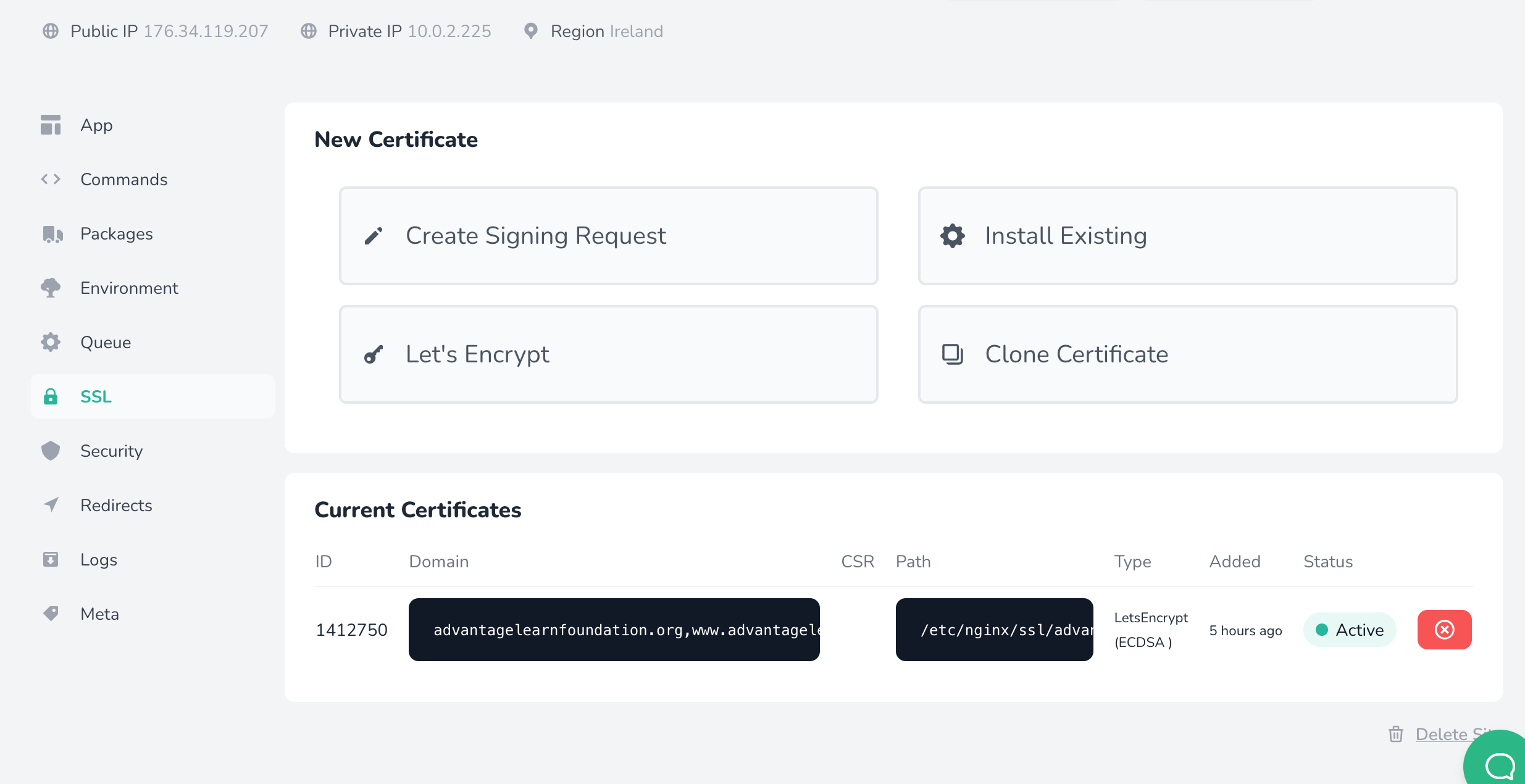 SSL certificate
